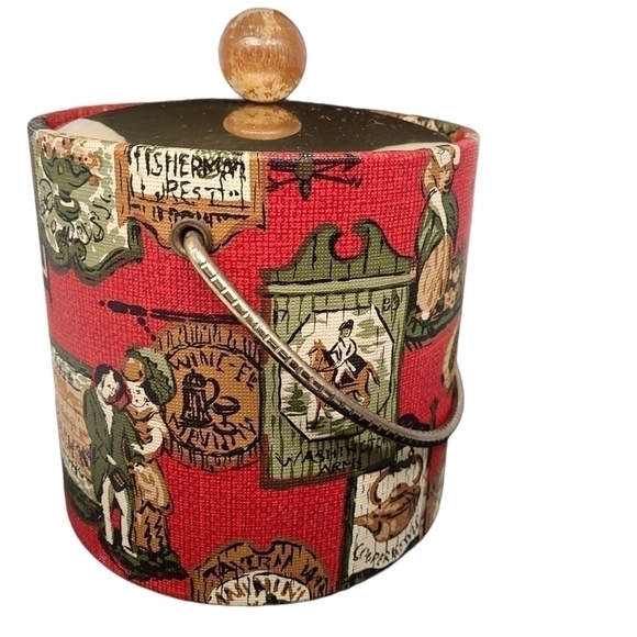 Vintage early American colonial eagle pattern ice bucket & 1 glass - Picture 10 of 10